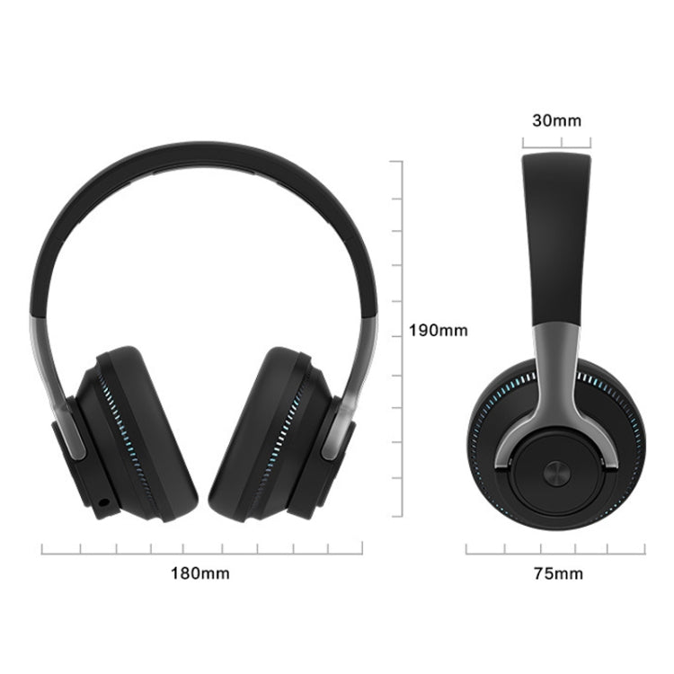 H2 Colorful Luminous Subwoofer Folding Retractable Card Wireless Bluetooth Headset(Black) - Headset & Headphone by PMC TechLife | Online Shopping South Africa | PMC TechLife