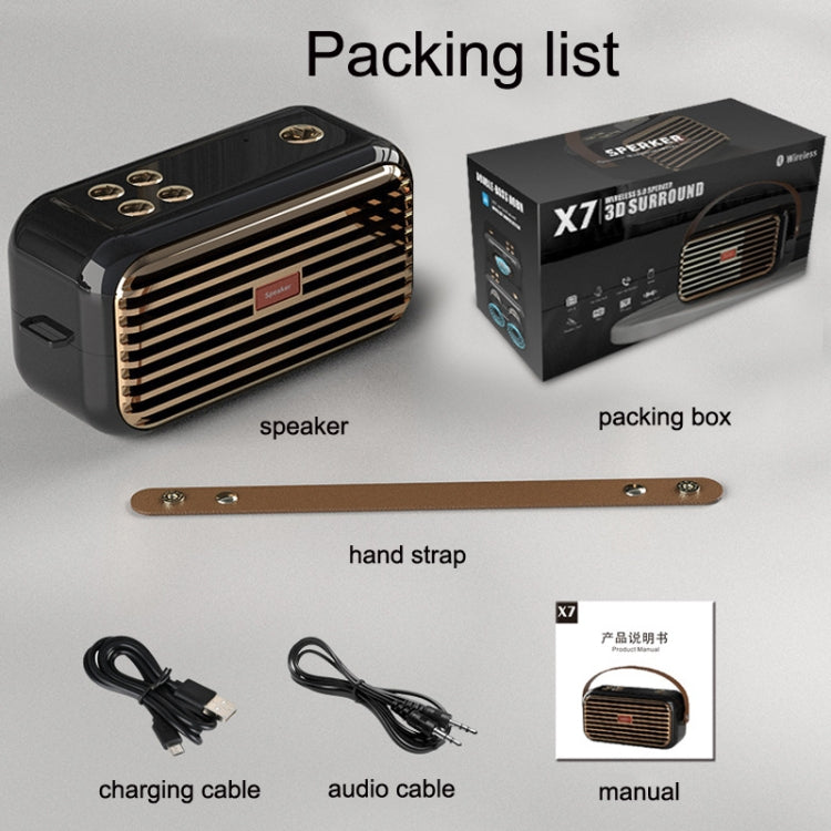 X7 Outdoor Portable Dual Speaker Wireless Bluetooth Retro Portable Speaker(Black) - Desktop Speaker by PMC TechLife | Online Shopping South Africa | PMC TechLife