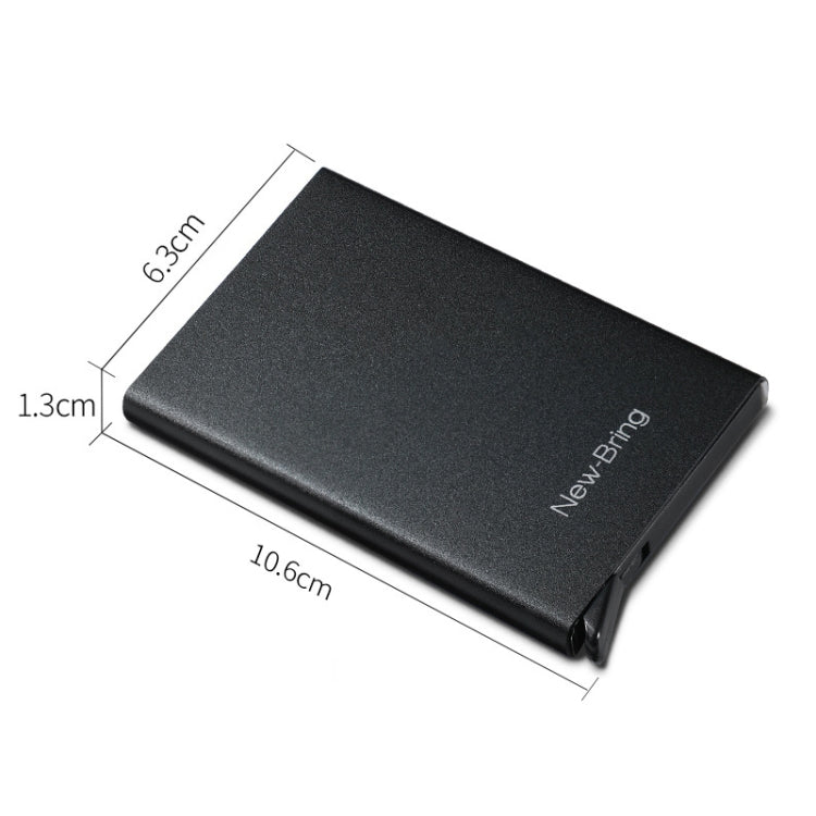 NEWBRING Metal Wallet Automatic Pop-up Anti-degaussing Card Holder, Colour: Black With Back Stickers - free shipping - PMC TechLife - Order now!