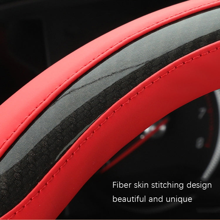 Leather Carbon Fiber Stitching Car Steering Wheel Set, Diameter: 38cm(Black White D Shape) - Steering Wheel Accessories by PMC TechLife | Online Shopping South Africa | PMC TechLife