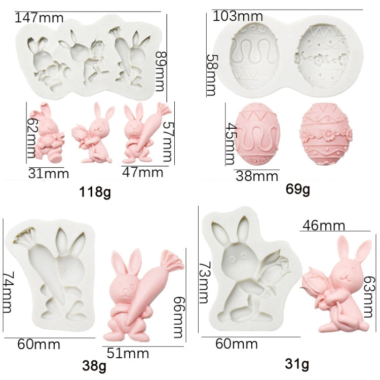 2 PCS Easter Bunny Egg Chocolate Baking Clay Silicone Mold, Specification: Bouquet Bunny - Arts & Crafts by PMC TechLife | Online Shopping South Africa | PMC TechLife