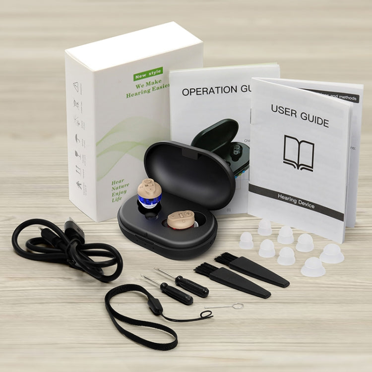 Old People Voice Amplifier Sound Collector Hearing Aid(Red Blue Double Machine + Black Charging Bin) - Hearing Aids by PMC TechLife | Online Shopping South Africa | PMC TechLife