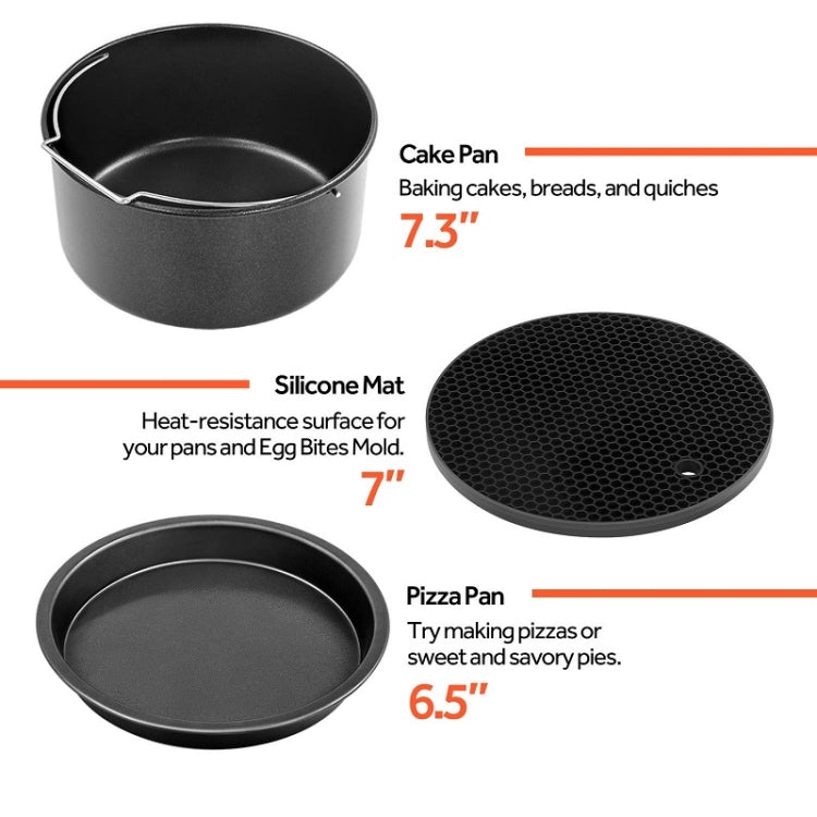 6 PCS/Set 7 inch Air Fryer Baking Accessories Stainless Steel Set - Kitchen Machine Accessories & Parts by PMC TechLife | Online Shopping South Africa | PMC TechLife