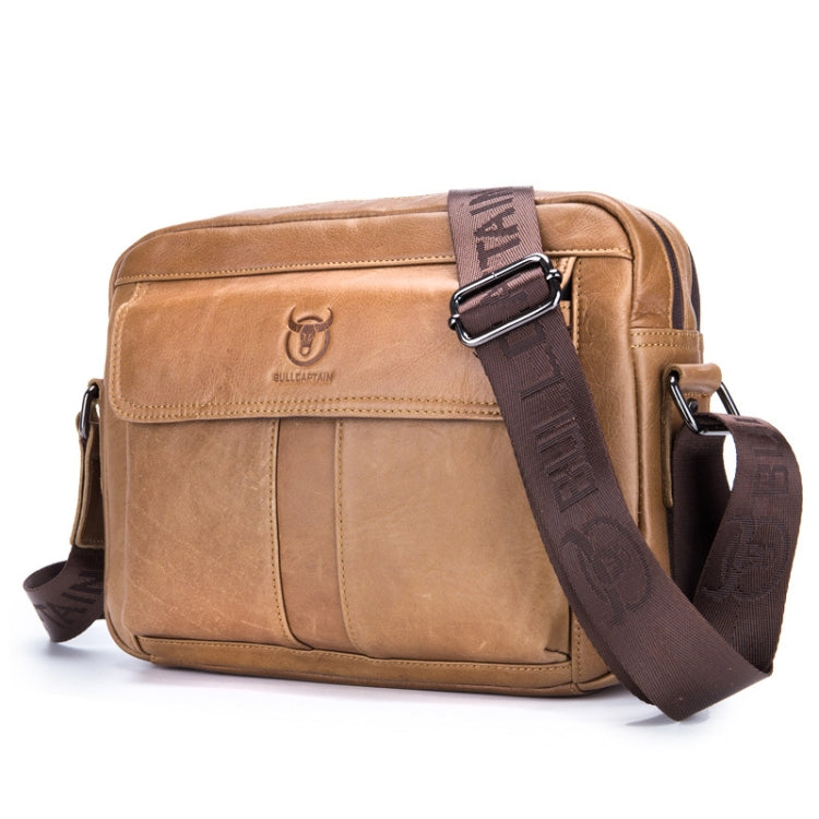 BULL CAPTAIN  Double Layer Leather One Shoulder Messenger Bag For Men(Yellow Brown) - free shipping - PMC TechLife - Order now!