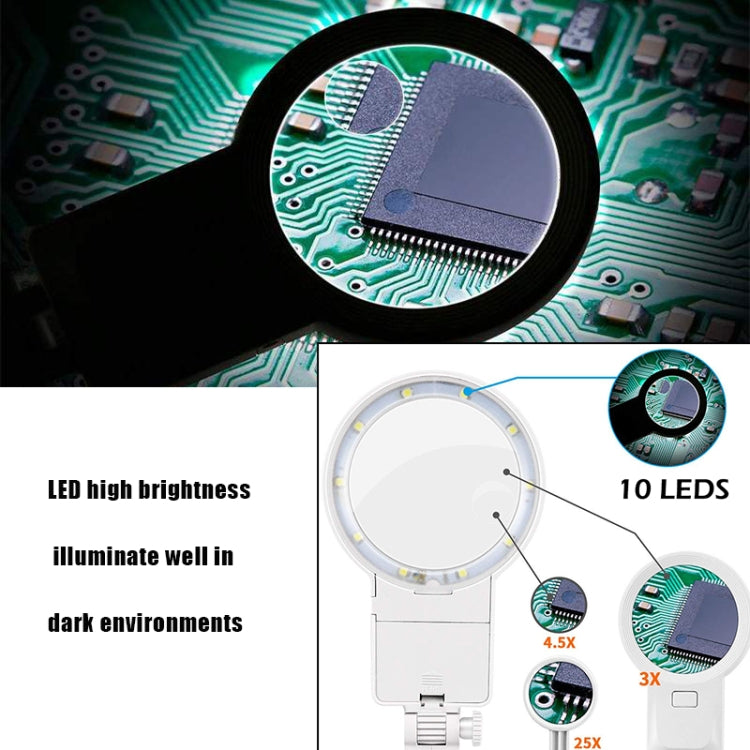 Desktop Multifunctional Chip Welding Repair Inspection Magnifying Glass with LED Light(White) - Repair Platform by PMC TechLife | Online Shopping South Africa | PMC TechLife