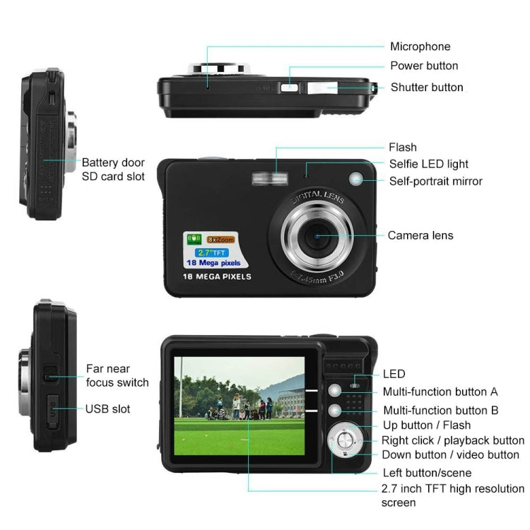 K09 48 Million Pixel CCD HD Digital Camera Retro Self-Portrait Video Camera(Silver) - Video Cameras by null | Online Shopping South Africa | PMC TechLife | Buy Now Pay Later Mobicred