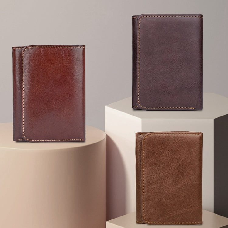 Men Casual Retro RFID Blocking Anti-Scanning Cowhide Leather Short Wallet(Coffee) - Wallets by J.M.D | Online Shopping South Africa | PMC TechLife | Buy Now Pay Later Mobicred