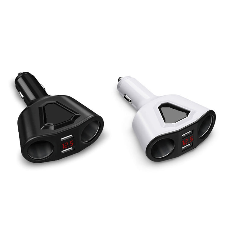 3.1A Dual USB Digital Display Multi-Function Driving Recorder Universal Automotive Charger(White) - Car Charger by PMC TechLife | Online Shopping South Africa | PMC TechLife