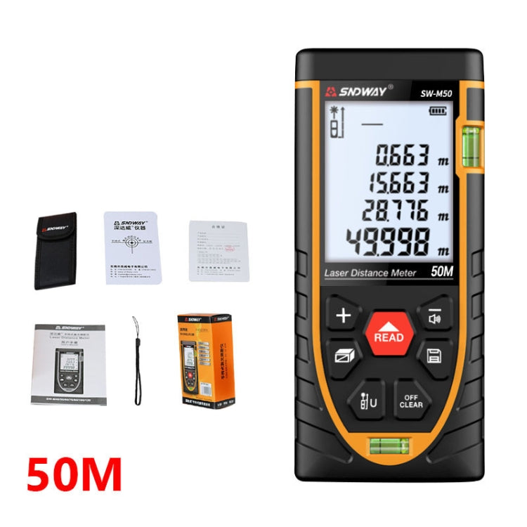 SNDWAY SW-M50 Laser Distance Meter Infrared Measuring Instrument, Distance: 50m - free shipping - PMC TechLife - Order now!