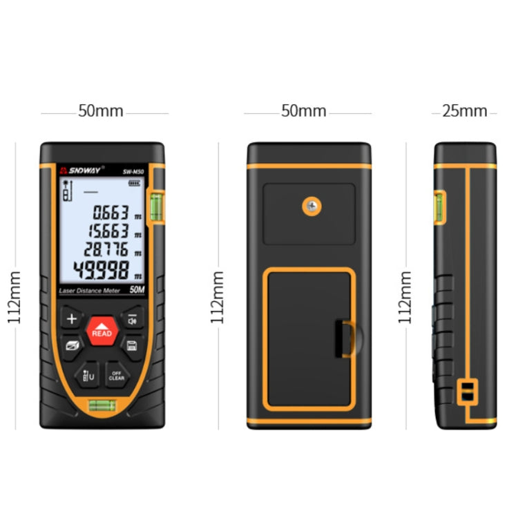 SNDWAY SW-M50 Laser Distance Meter Infrared Measuring Instrument, Distance: 50m - free shipping - PMC TechLife - Order now!