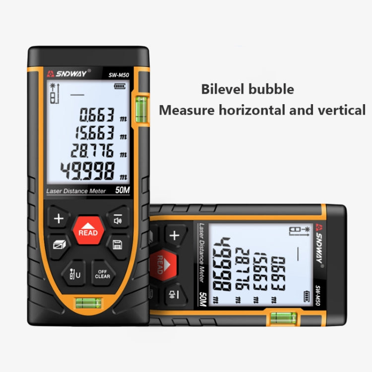 SNDWAY SW-M50 Laser Distance Meter Infrared Measuring Instrument, Distance: 50m - free shipping - PMC TechLife - Order now!