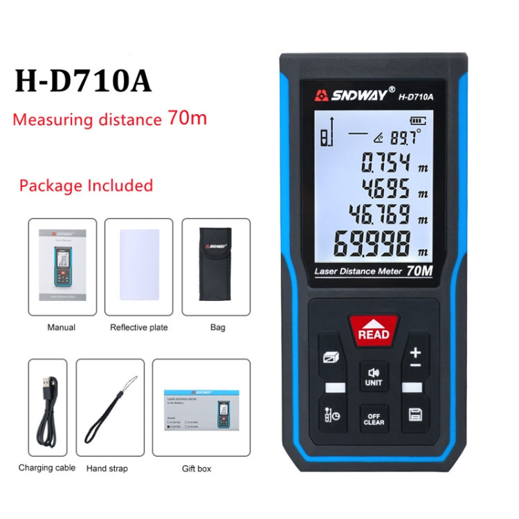 SNDWAY H-D710A Handheld Laser Rangefinder Infrared Measuring Instrument, Distance: 70m - Laser Rangefinder by SNDWAY | Online Shopping South Africa | PMC TechLife | Buy Now Pay Later Mobicred