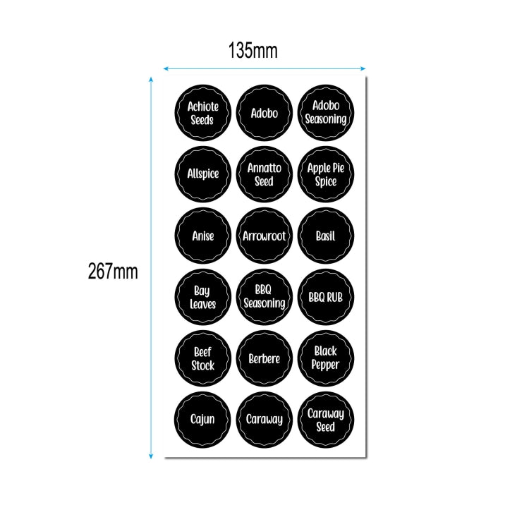 144 PCS Printed Spice Jar Labels Pantry Stickers Blackboard Stickers(Diameter 3.8cm) - Printer Paper & Stickers by PMC TechLife | Online Shopping South Africa | PMC TechLife