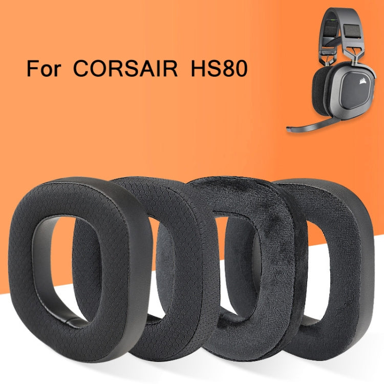 2 PCS RGB Headest Sponge Cover Earmuffs For Corsair HS80(Velvet + Protein Skin) - Earmuff & Pad by PMC TechLife | Online Shopping South Africa | PMC TechLife