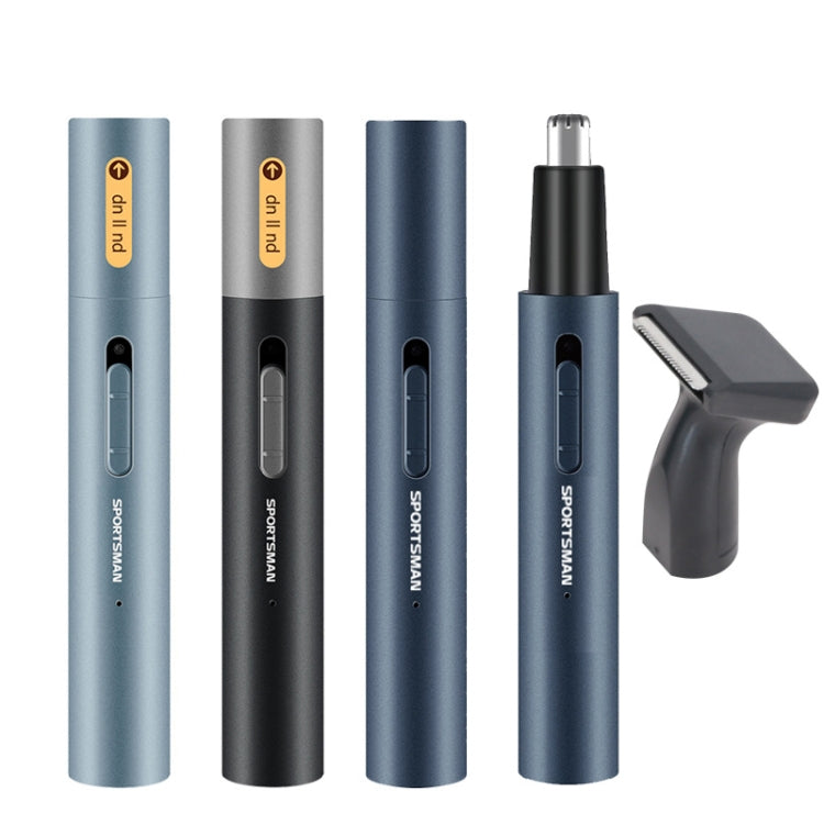 SPORTSMAN Metal Aluminum Tube Body Rechargeable Nose Hair Device, Style: Sideburns 2 In 1(Light Blue) - free shipping - PMC TechLife - Order now!