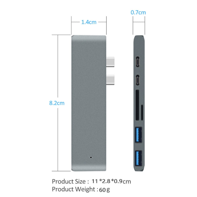 7 In 1 100W USB 3.1 To 20VPD+Card Reader Data+HUB+HDMI 4K Converter(Gray) - free shipping - PMC TechLife - Order now!