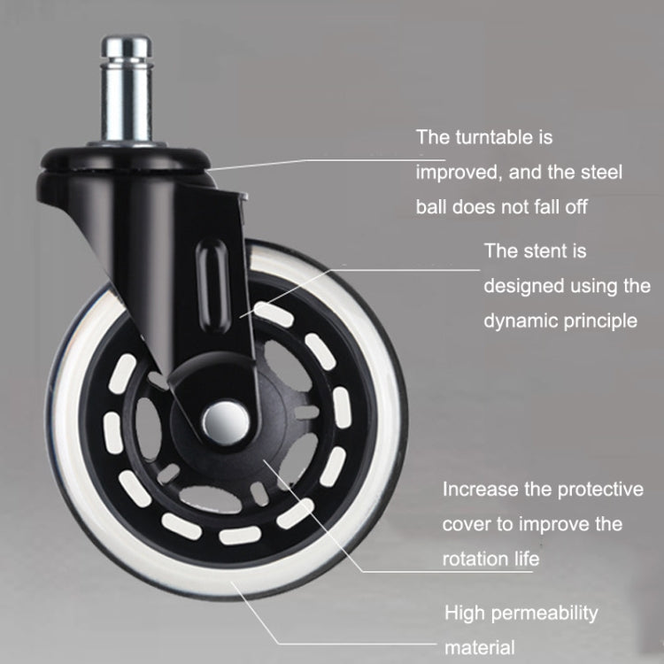 Furniture PU Universal Plug Caster Office Chair Mute Wheel, Size: 3 Inch - Furniture Accessories by PMC TechLife | Online Shopping South Africa | PMC TechLife