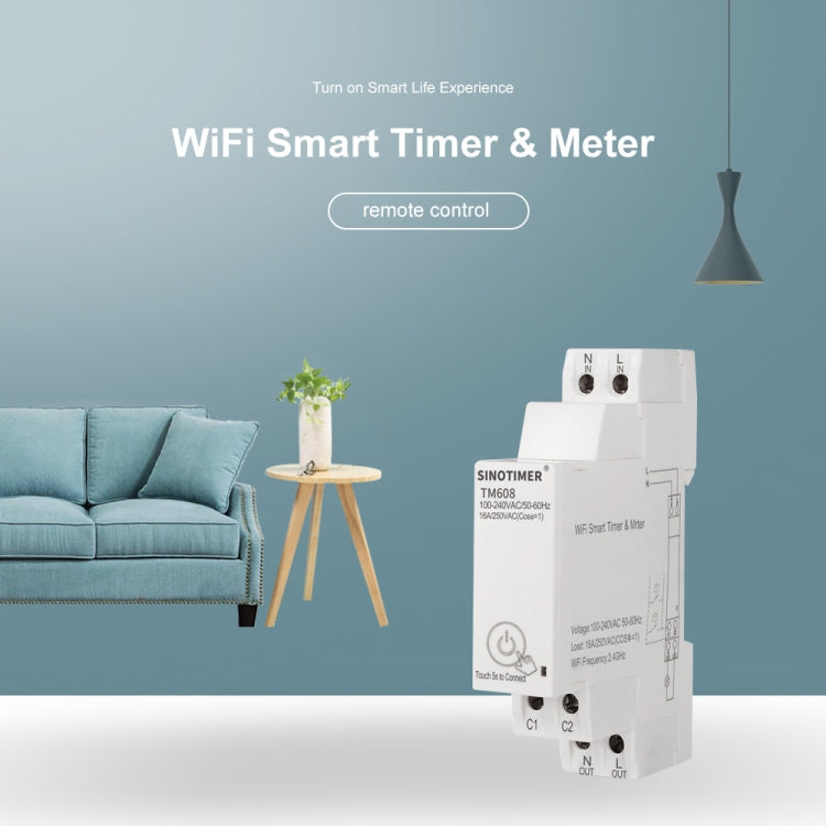 SINOTIMER TM608 Smart WiFi Single-Phase Power Meter Mobile App Home Rail Meter 16A 100-240V - free shipping - PMC TechLife - Order now!
