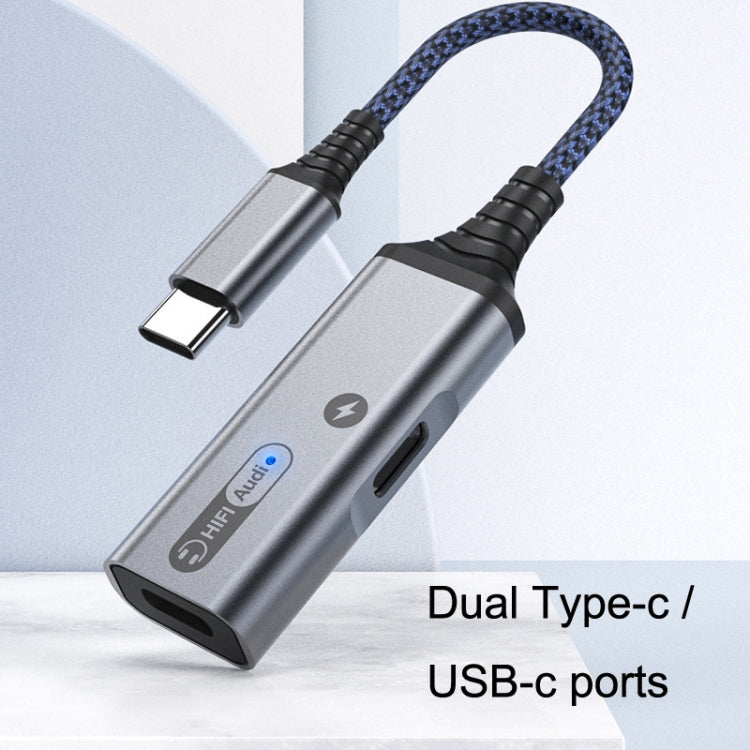 MH338A Dual Type-c / USB-c Adapter Cable Mobile Phone Live Audio Charging Cable(Gray) - free shipping - PMC TechLife - Order now!