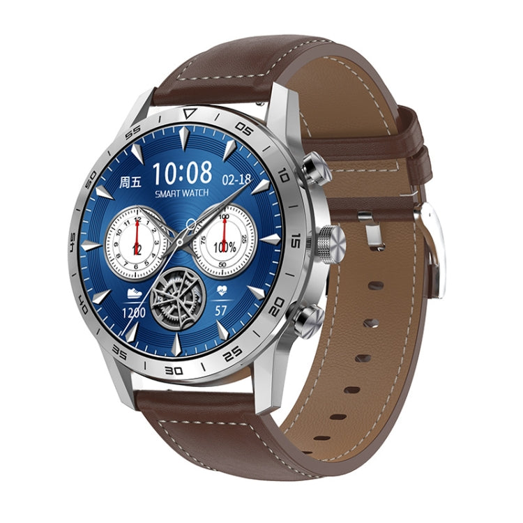 LOANIY DT70 Analog Digital Dual Display Smart Call Watch(Silver Leather) - free shipping - PMC TechLife - Order now!