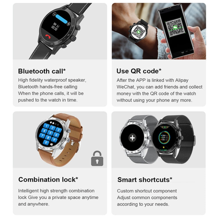 LOANIY DT70 Analog Digital Dual Display Smart Call Watch(Black Leather) - free shipping - PMC TechLife - Order now!