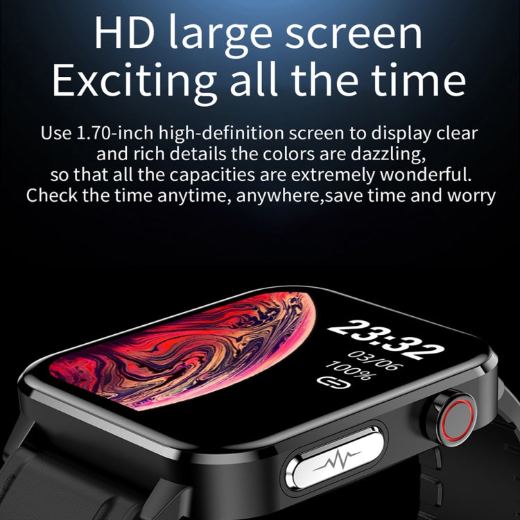 LOANIY E86 1.7 Inch Heart Rate Monitoring Smart Bluetooth Watch, Color: Black Leather - free shipping - PMC TechLife - Order now!