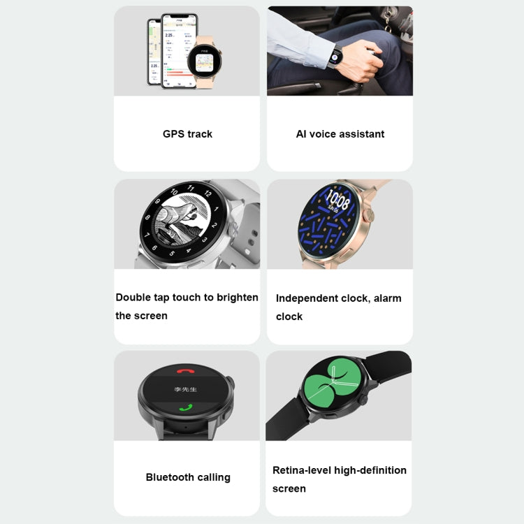 Wearkey DT4+ 1.36 Inch HD Screen Smart Call watch with NFC Function, Color: Gold Silicone - free shipping - PMC TechLife - Order now!