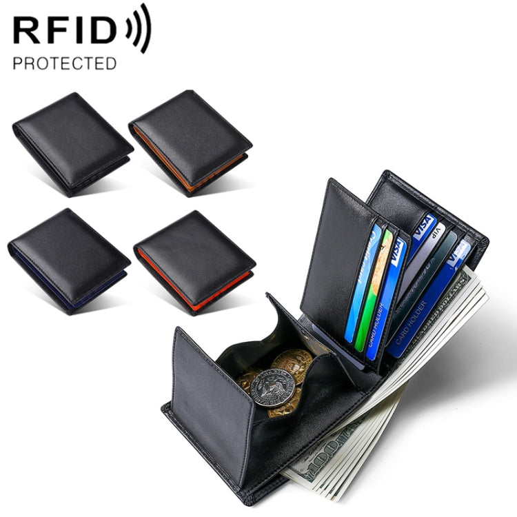TP-215 Leather RFID Anti-theft Tri-fold Short Wallet(Orange) - free shipping - PMC TechLife - Order now!