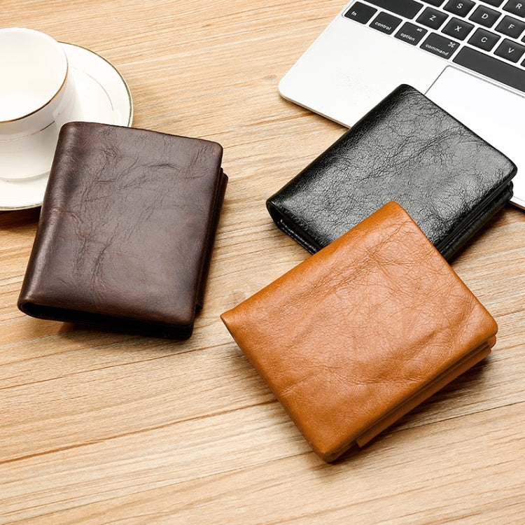 TP-191 RFID Multifunctional Tri-Fold Retro Men Genuine Leather Wallet(Black) - free shipping - PMC TechLife - Order now!