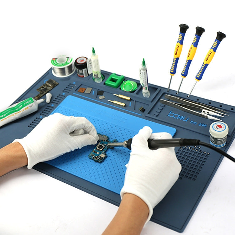 BAKU BA-695  2 in 1 TPR+Silicone Computer Phone Repair Desk Mat Heat Resistant Insulation Mat - free shipping - PMC TechLife - Order now!