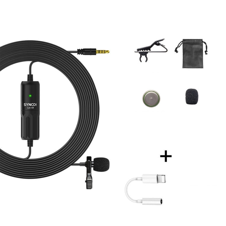 SYNCO S8 Lavalier Live Wired Microphone, Spec: Black + 8 Pin - Microphone by SYNCO | Online Shopping South Africa | PMC TechLife