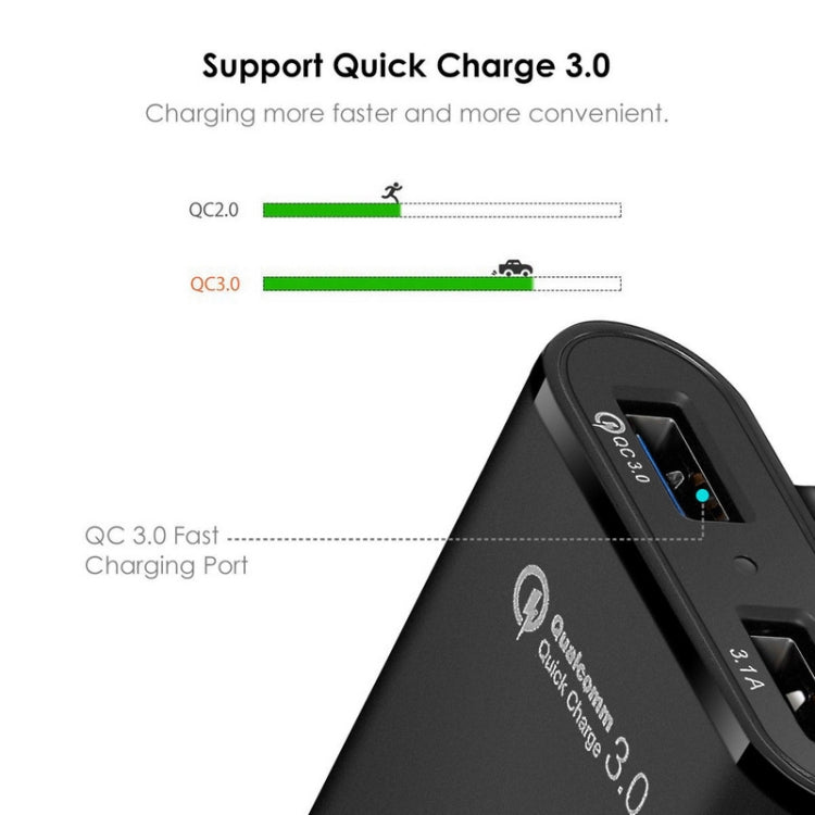 2PCS QC3.0 Four Ports Fast 5V 8A Car Charger Back Seat Charger(Black) - Car Charger by PMC TechLife | Online Shopping South Africa | PMC TechLife