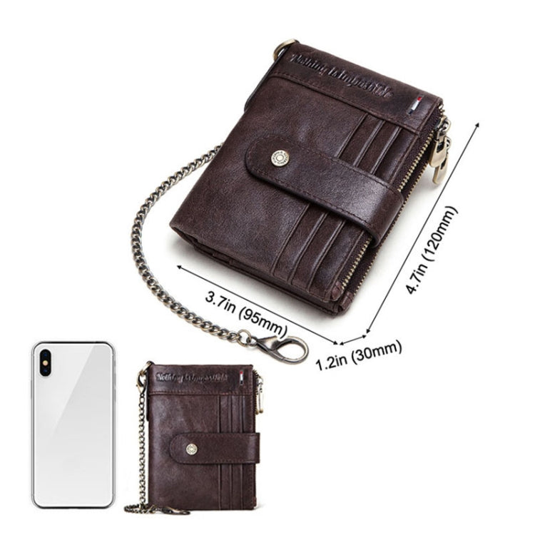 HUMERPAUL BP896 RFID Anti-Theft Brush Dual Zipper Leather Wallet Multi-Card Men Purse(Dark Brown) - free shipping - PMC TechLife - Order now!