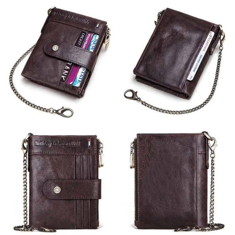 HUMERPAUL BP896 RFID Anti-Theft Brush Dual Zipper Leather Wallet Multi-Card Men Purse(Brown) - free shipping - PMC TechLife - Order now!