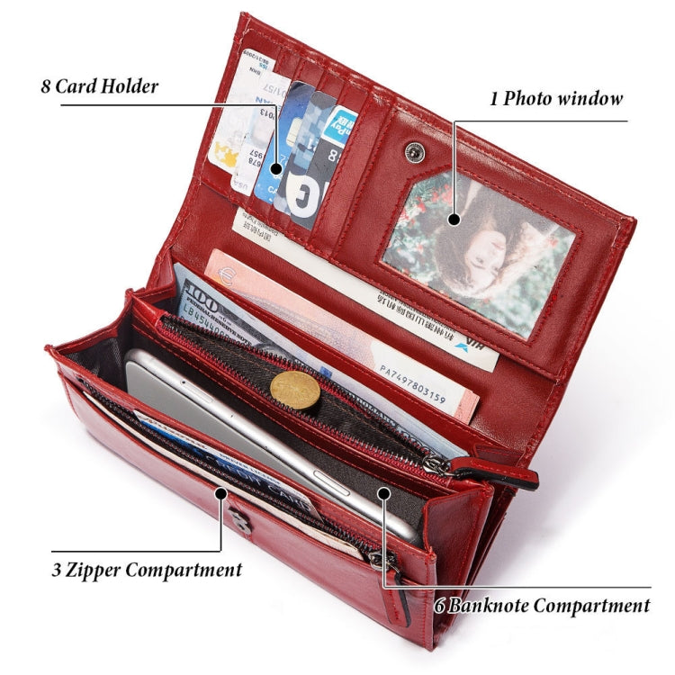 BP806 RFID Anti-Theft Brush Lady Wallet Multi-Card Clutch Bag(Red) - Antimagnetic RFID Package by PMC TechLife | Online Shopping South Africa | PMC TechLife | Buy Now Pay Later Mobicred