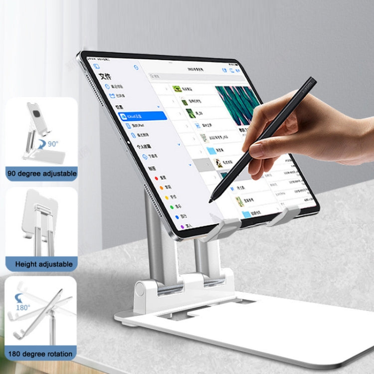 Tablet Mobile Phone Desktop Double Pole Lifting Folding Bracket, Color: White (Small) - Desktop Holder by PMC TechLife | Online Shopping South Africa | PMC TechLife