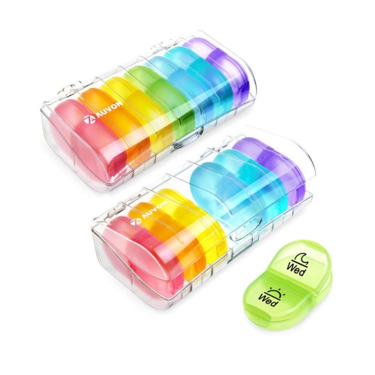 Week 14 Grids Rainbow Portable Plastic Compartment Medicine Box(As Show) - free shipping - PMC TechLife - Order now!
