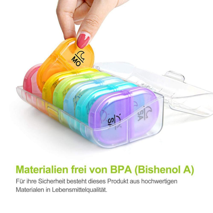 Week 14 Grids Rainbow Portable Plastic Compartment Medicine Box(As Show) - free shipping - PMC TechLife - Order now!