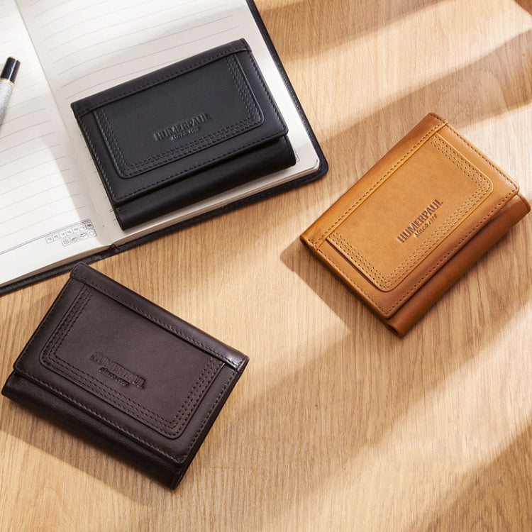 HUMERPAUL BP992 RFID Anti-Magnetic Multi-Card Position Zipper Coin Purse Leather Men Wallet(Brown) - free shipping - PMC TechLife - Order now!