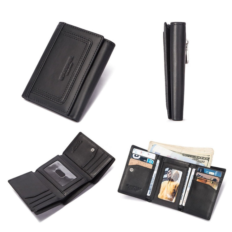 HUMERPAUL BP992 RFID Anti-Magnetic Multi-Card Position Zipper Coin Purse Leather Men Wallet(Black) - free shipping - PMC TechLife - Order now!