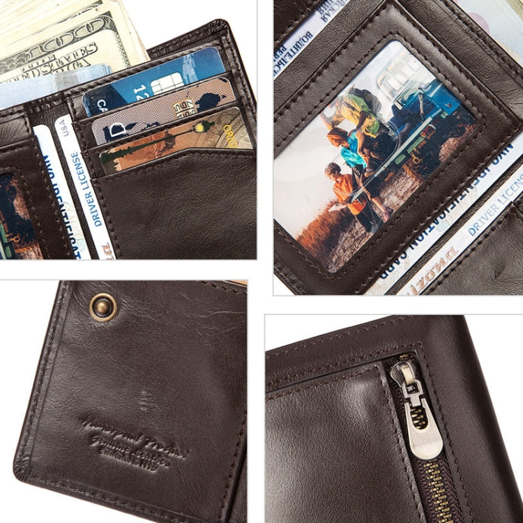 HUMERPAUL BP992 RFID Anti-Magnetic Multi-Card Position Zipper Coin Purse Leather Men Wallet(Dark Brown) - free shipping - PMC TechLife - Order now!