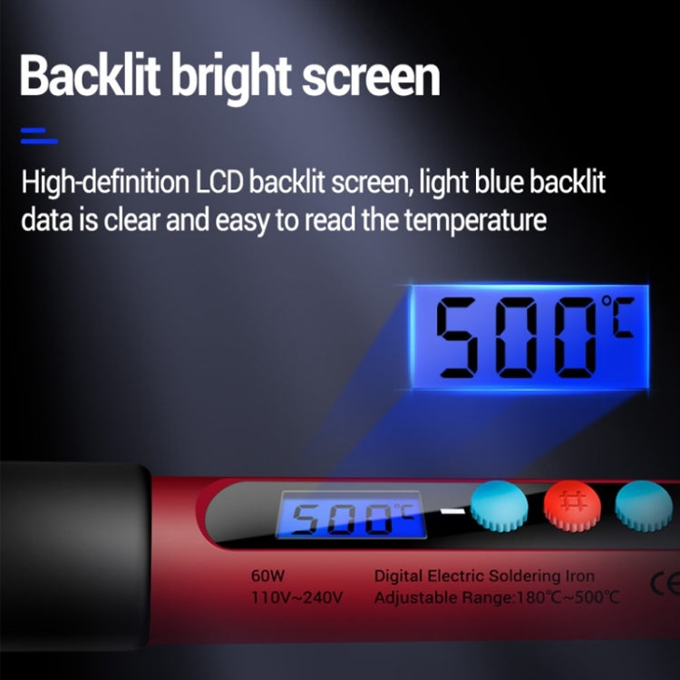 ANENG SL103 25pcs/set Intelligent Digital Display Temperature Adjustment Household Constant Temperature Soldering Iron Set 60W Internal Heat Welding Tool Kit(EU Plug) - free shipping - PMC TechLife - Order now!