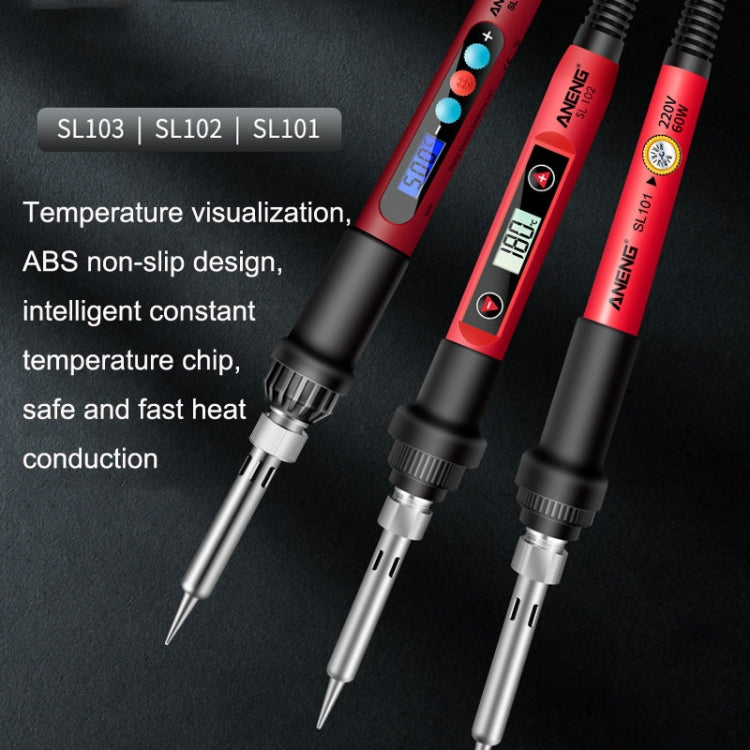 ANENG SL103 25pcs/set Intelligent Digital Display Temperature Adjustment Household Constant Temperature Soldering Iron Set 60W Internal Heat Welding Tool Kit(EU Plug) - free shipping - PMC TechLife - Order now!