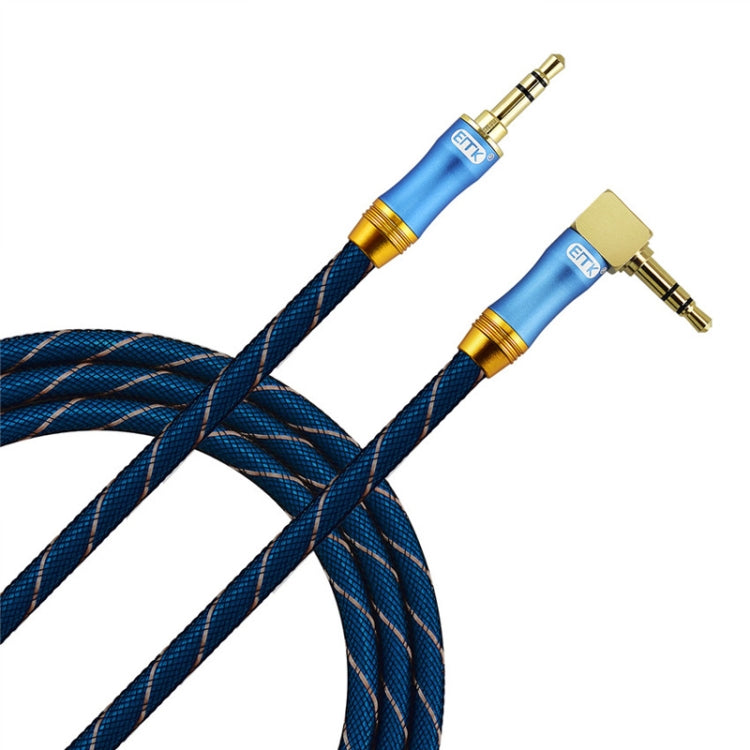 EMK 90-Degree Car 3.5mm Audio Cable Extension Cable, Cable Length: 1M(Blue) - Aux Cable by EMK | Online Shopping South Africa | PMC TechLife | Buy Now Pay Later Mobicred