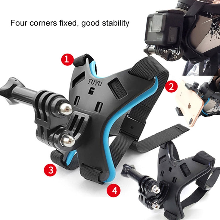 TUYU Motorcycle Helmet Chin Action Camera Mobile Phone Mounting Bracket Blue Bracket - Helmet Mount by TUYU | Online Shopping South Africa | PMC TechLife | Buy Now Pay Later Mobicred