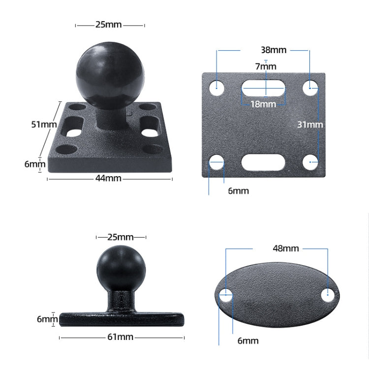 KZ06J Monitor Mount Tablet PC Aluminum Alloy Agricultural Machinery Bracket, Style: Ellipse+Link+Middle Square - Desktop Holder by PMC TechLife | Online Shopping South Africa | PMC TechLife