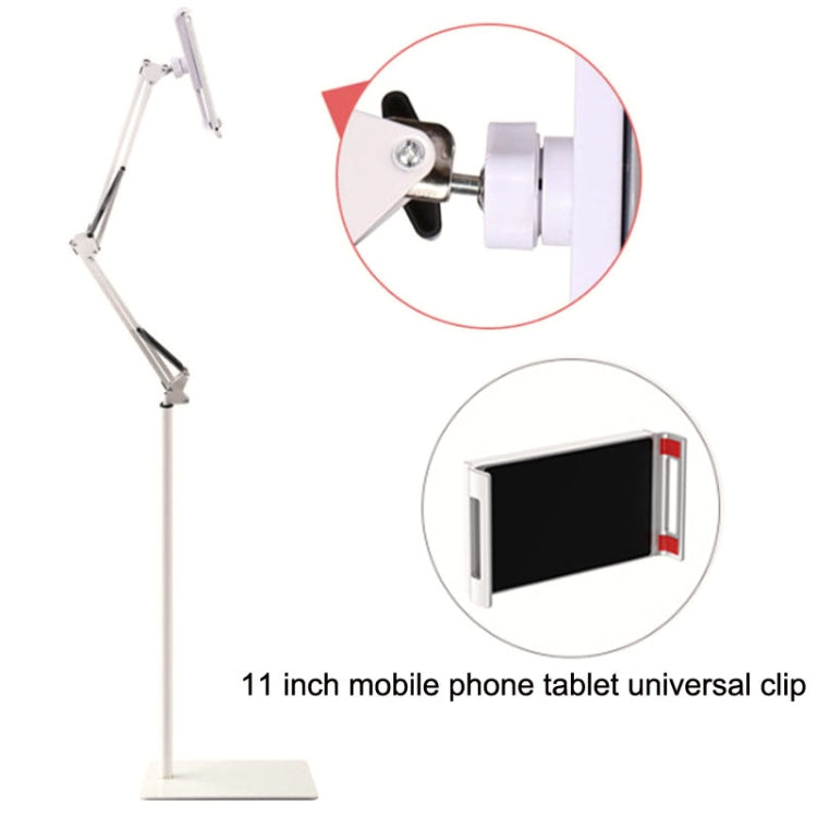 135cm Mobile Phone Tablet Live Broadcast Bedside Lifting Bracket Cantilever Floor Model (White) - Lazy Bracket by PMC TechLife | Online Shopping South Africa | PMC TechLife