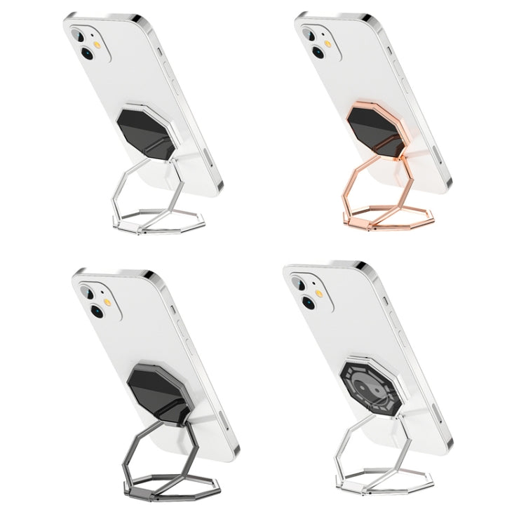 Metal Ring Buckle Live Rotating Magnetic Suction Car Desktop Tablet Folding Phone Bracket(Silver) - Desktop Holder by PMC TechLife | Online Shopping South Africa | PMC TechLife