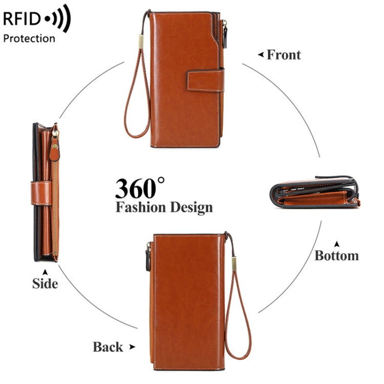 1669 RFID Anti-magnetic Anti-theft Retro Long Wallet Card Holder Document Bag(Peacock Blue) - Antimagnetic RFID Package by PMC TechLife | Online Shopping South Africa | PMC TechLife | Buy Now Pay Later Mobicred