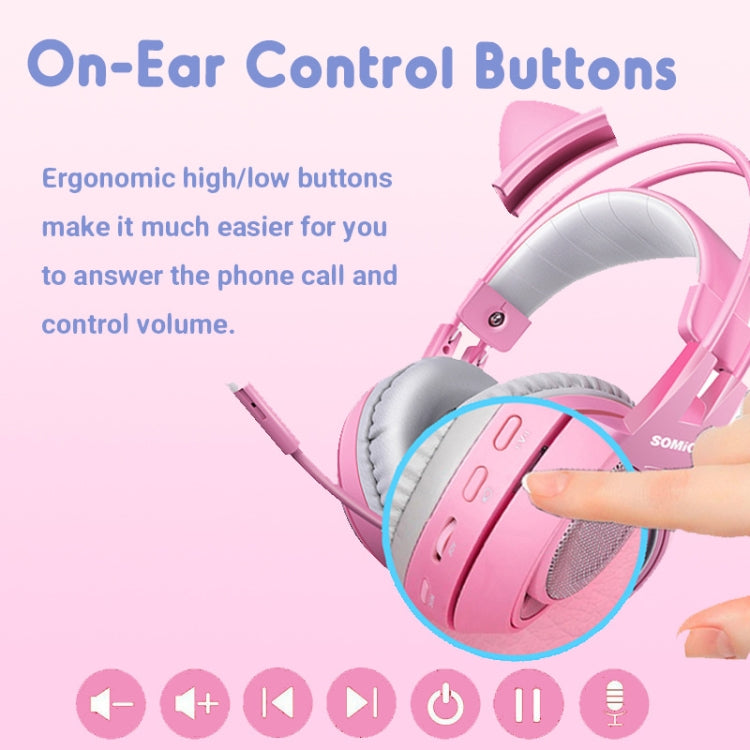 SOMIC G951PINK Head-mounted 7.1 Channel Anchor E-Sports Game Headset Wheat(Pink) - Multimedia Headset by PMC TechLife | Online Shopping South Africa | PMC TechLife
